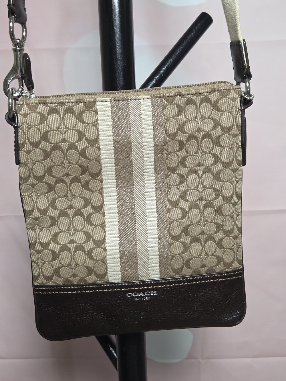 Coach Signature Brown & Beige Crossbody Bag